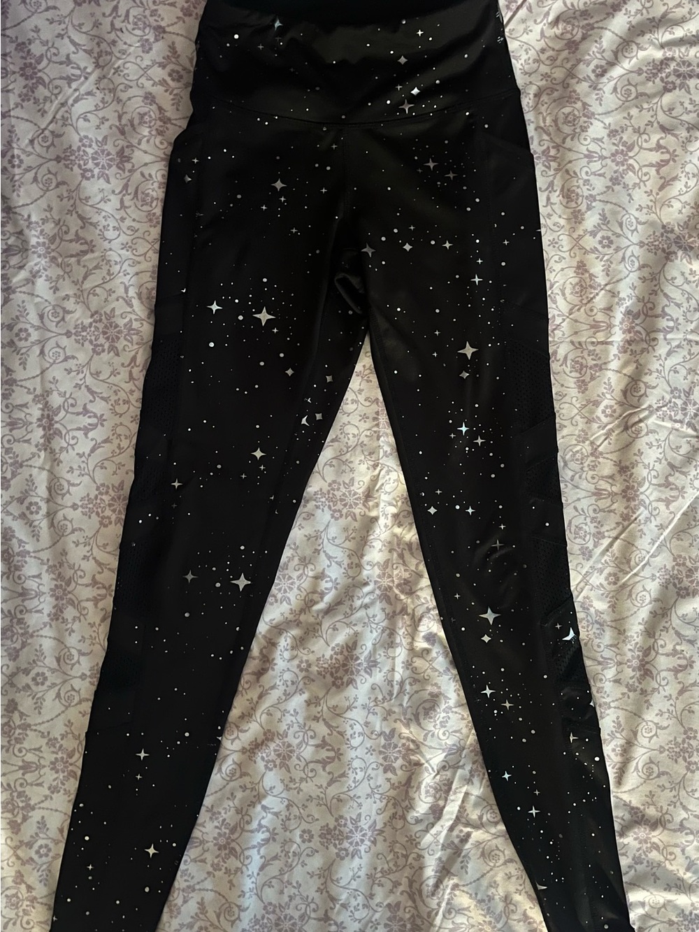 Girls' Black Star-Print High-Rise Leggings